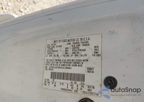 2003 Ford Explorer Sport Trac Xls/Xlt из США, поврежденный, VIN 1FMZU67E83UC58064